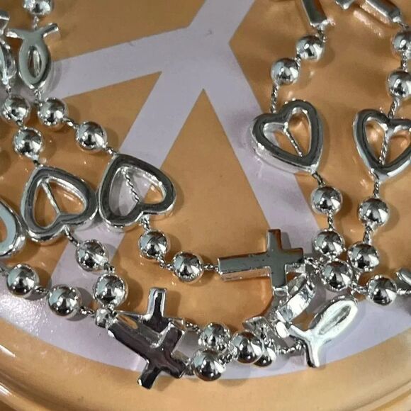 NWOT # Strand Silver Crosses & Hearts Bracelet #JW7 - Picture 6 of 9